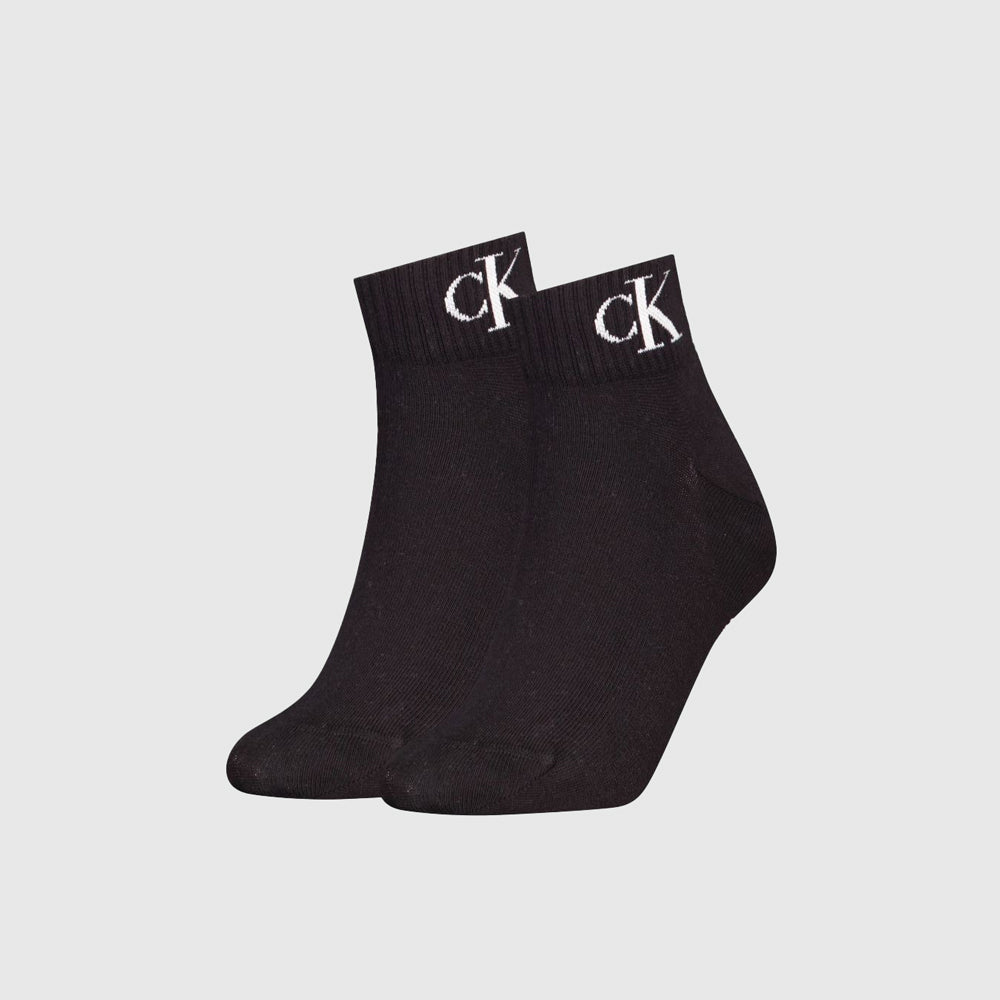 2 Pack Quarter Monogram Sock - Black