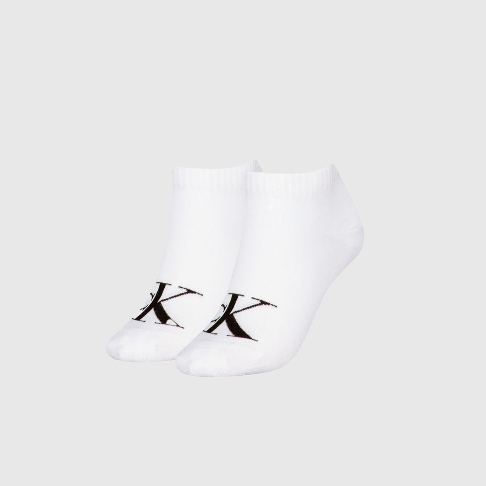 2 Pack Sneaker Monogram Sock - White
