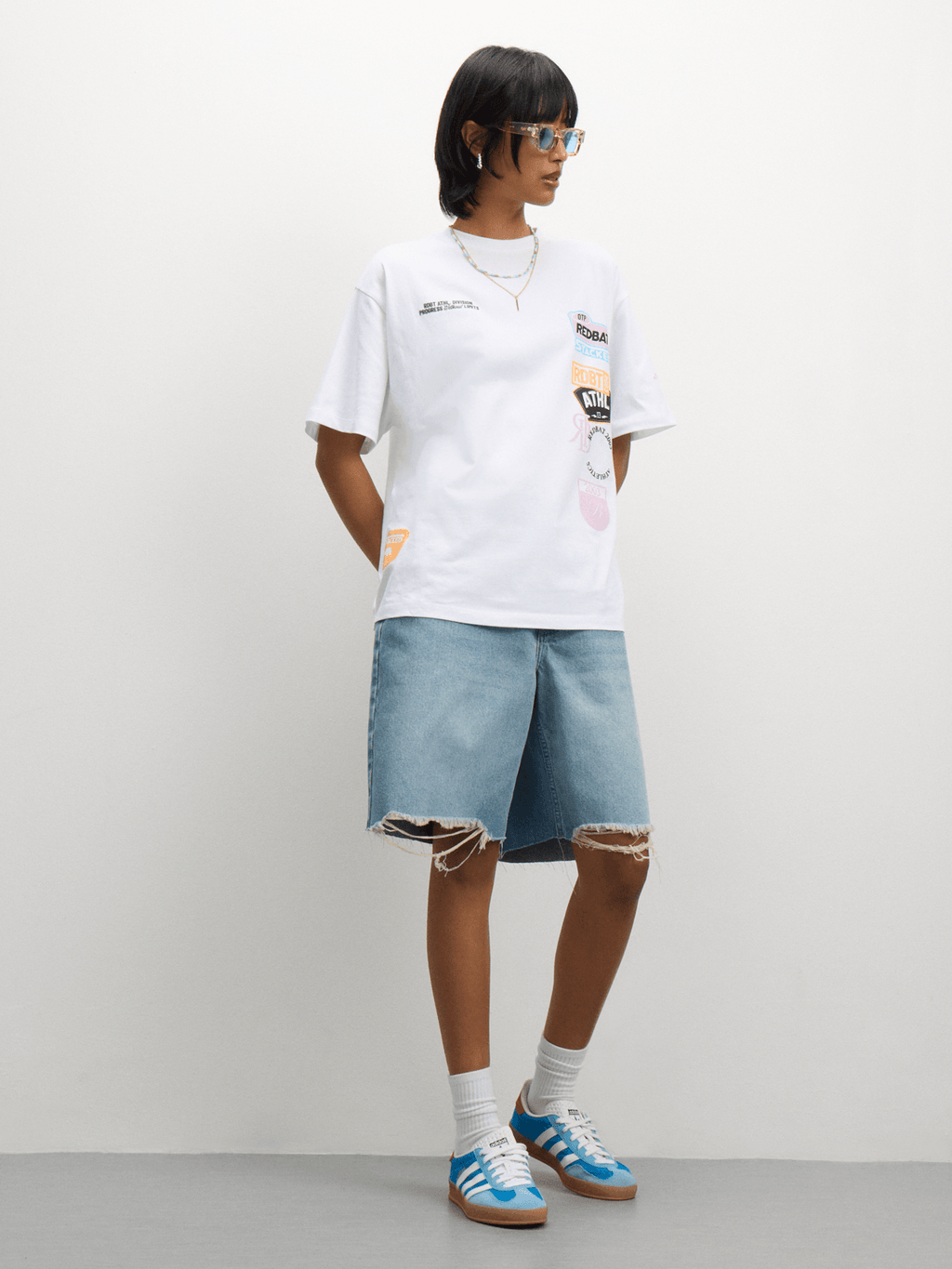 Redbat Women's Raw Hem Bermuda Blue Denim Shorts