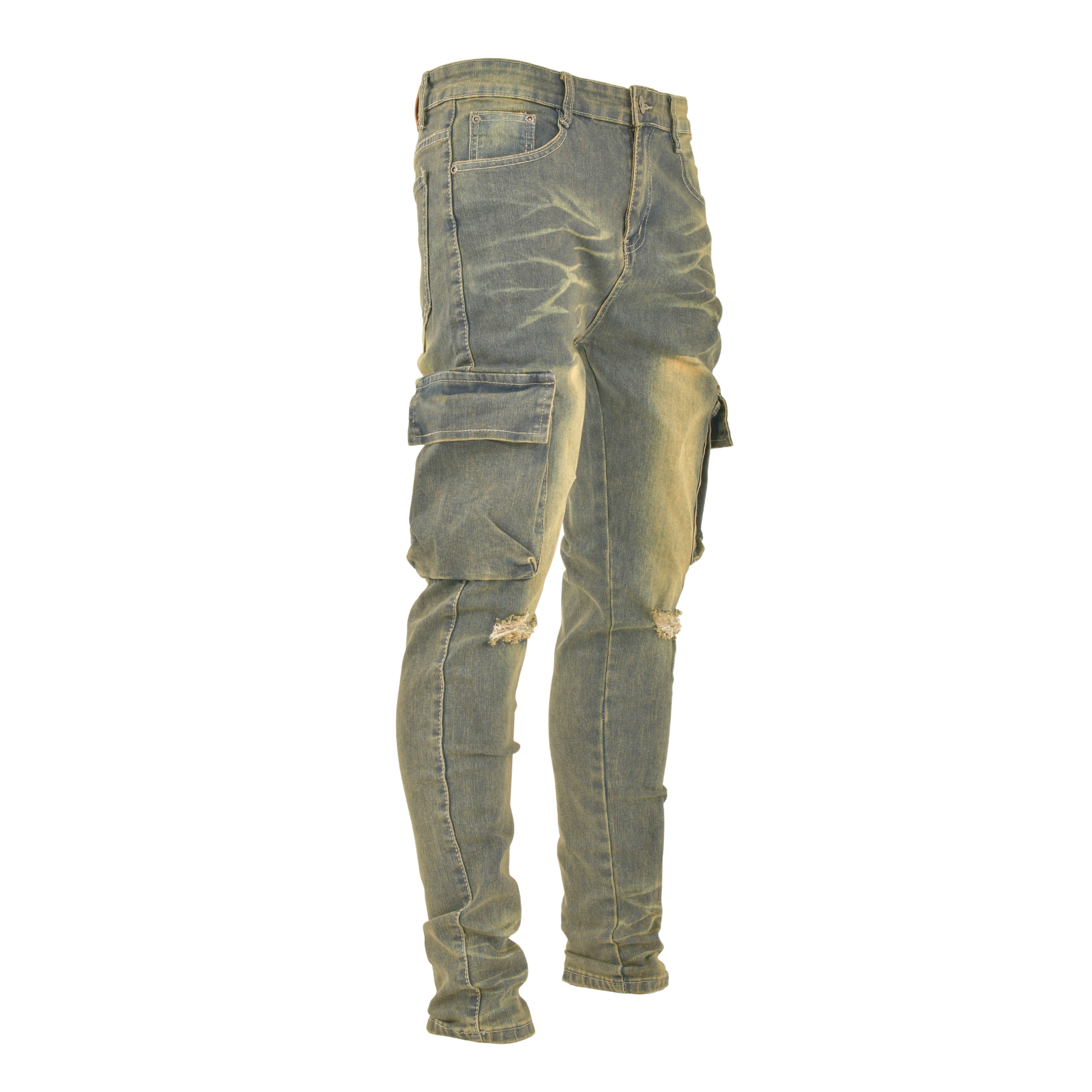 Rugged Fade Cargo Distressed Skinny Denim