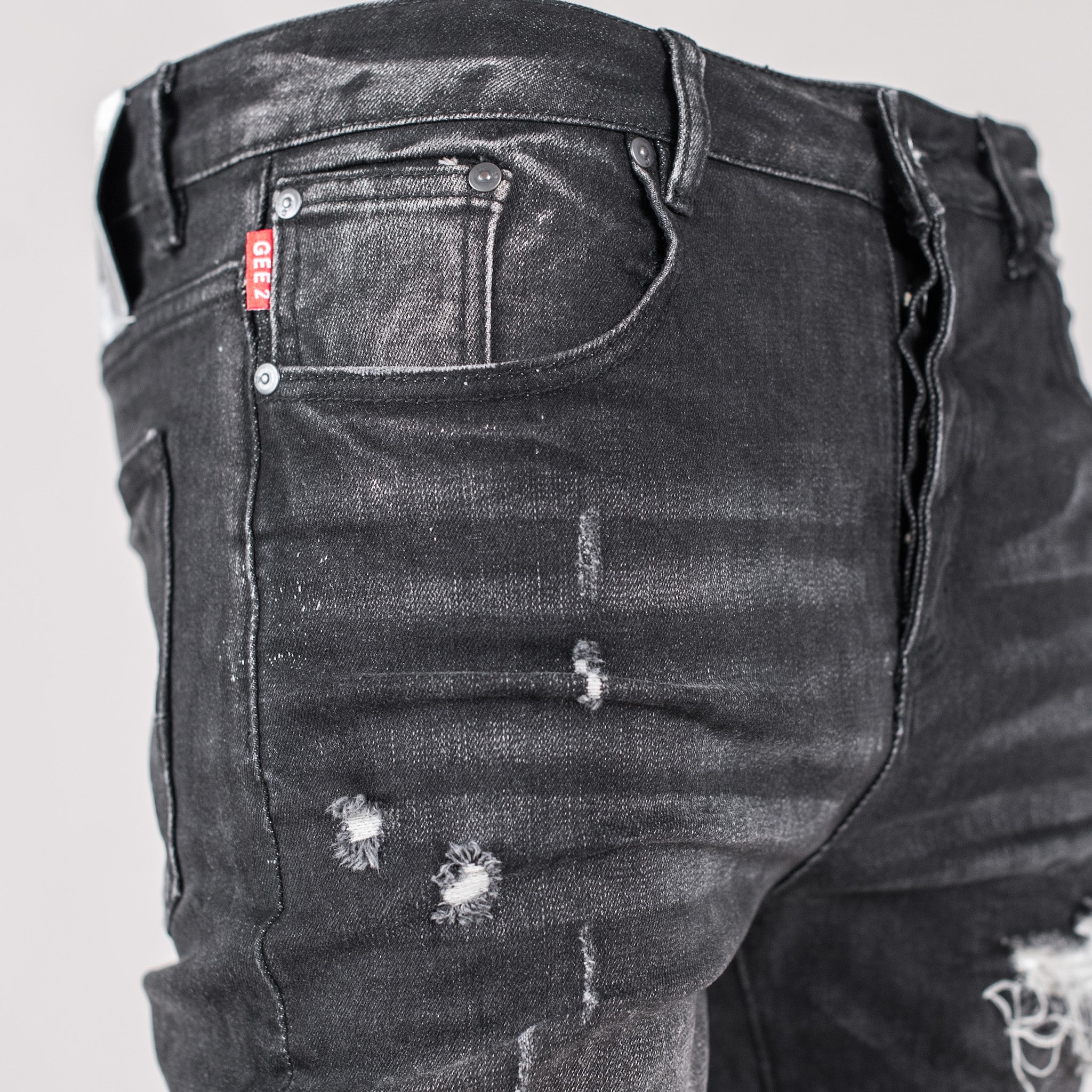Gee2 Asphalt Edge Distressed Skinny Jeans